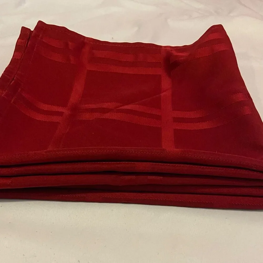 #5708 Lot of 4 Dark Red Cloth Dinner Napkins